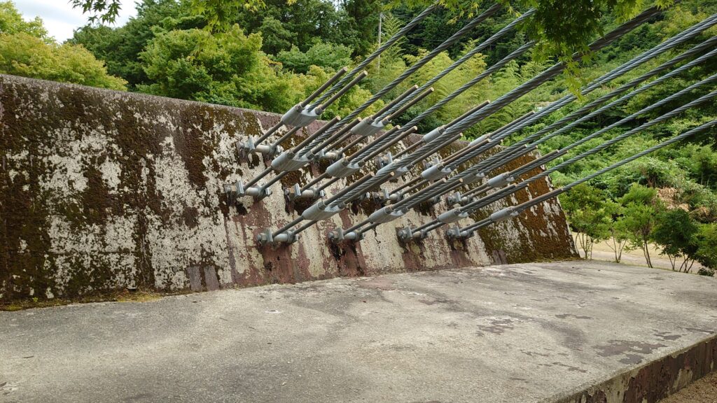 吊橋のワイヤー